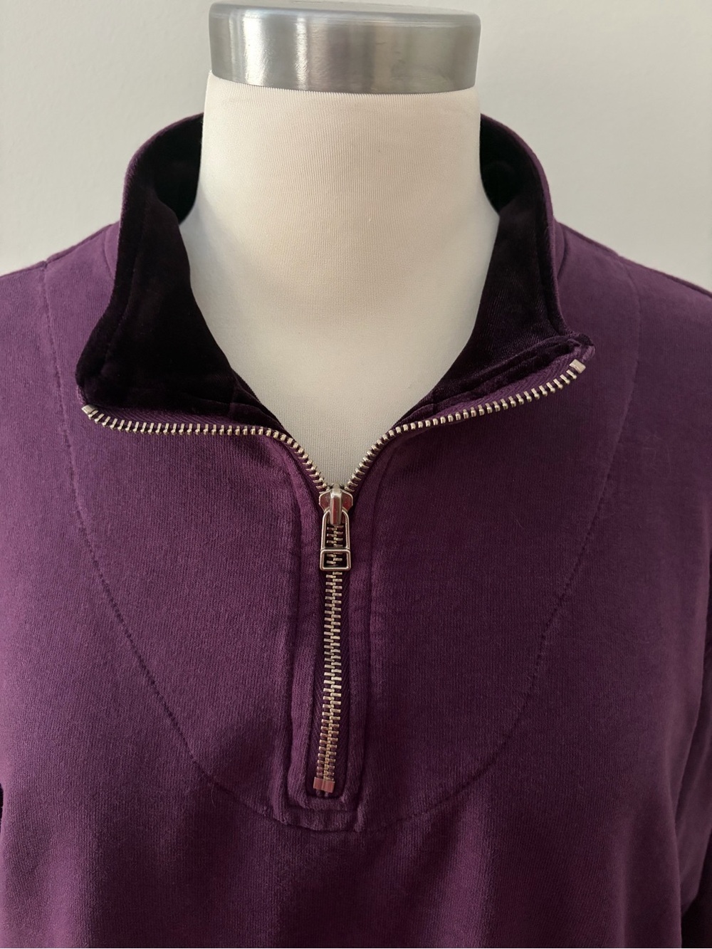 Coldwater Creek Women’s Deep Plum Quarter-Zip Lounge Set XL Lagenlook Cozy Chic - Picture 4 of 10